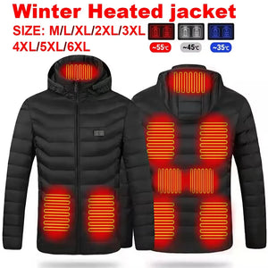 Washable USB Charging Heated Jacket, Cotton Hooded Jacket, Electric Heating, Warm Jacket, Outdoor, Camping, Hiking