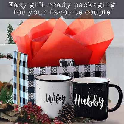 Wifey Hubby Mugs Set of 2 Coffee Mug 11 Ounce, Husband Wife Gift, His Hers Coffee Cup