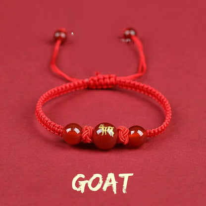 Chinese Style 12 Zodiac Bracelet 2025 Snack Year Lucky Red Rope Bracelet Xmas near Year Gift
