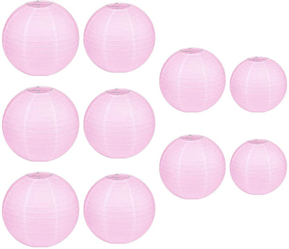 10 Pcs Pink Paper Lanterns round Hanging Lanterns for Wedding,Xmas,Birthday, Party Decoration